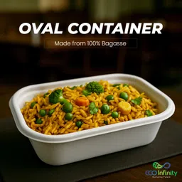 eco infinity nurturing future Sugarcane Bagasse Serving Bowl Eco-Friendly Biodegradable Disposable Oval Bowl for Serving Snacks & Foods-500ml Disposable image 2