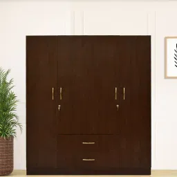 outkraft Meereen 4 Door Wardrobe In Sawcut Dark Finish image 1