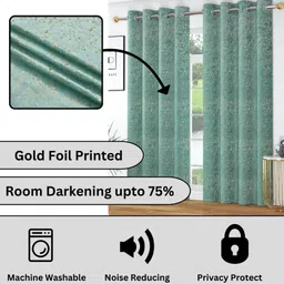 fabdrape 152.4 cm (5 ft) Velvet Room Darkening Window Curtain (Pack Of 2) image 3
