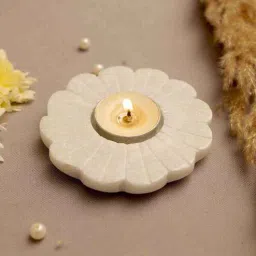 White Marble Table Tealight Holder With Candles-image-40