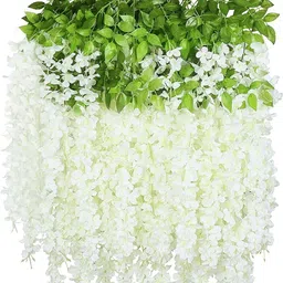 well art gallery White, Green Westeria Artificial Flower image 2