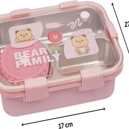 d&d nx 3 Compartment Stainless Steel Lunch Box with Steel Cutlery Inside 3 Containers Lunch Box image 5