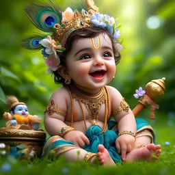 housecreation 40 cm Little Baby Krishna Wall Poster For Pooja Room, Living Room, Kids Room Self Adhesive Sticker-picture-22