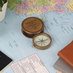EXIM DECOR Brown Brass Antique Life is a Journey Sliding Compass-picture-17