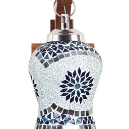 Devansh White & Brown Textured Wooden Wall Lamps With Mosaic Glass image 5