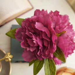 Pure Home and Living Peony Artificial Flower With Glass Vase image 3