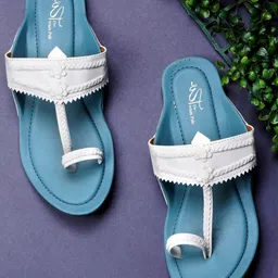 THE WHITE POLE Textured Ethnic One Toe Flats image 1