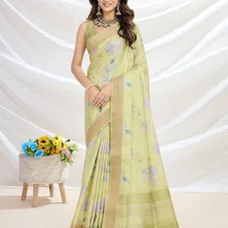 Mitera Ethnic Motifs Printed Zari Tussar Saree-image-6