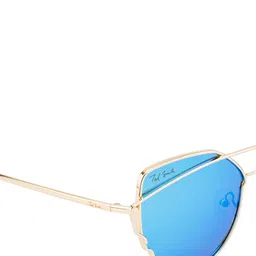Ted Smith Women Blue Lens & Gold-Toned Browline Sunglasses with Polarised Lens image 3