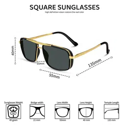 ROYALTAIL Unisex Square Sunglasses with UV Protected Lens RT-SUNG-028 image 5