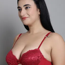 MAKCLAN Floral Self Design Medium Coverage All Day Comfort Dry Fit Plunge Bra image 5