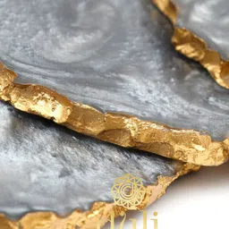 DULI Unisex Set of 6 Grey Oval Textured Resin Coasters image 4