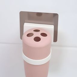 Kookee Pink Textured Self Adhesive Toothbrush Holder-picture-9