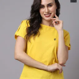 Friskers Pack Of 2 Solid Round Neck Slit Sleeves Cotton Casual Tops image 1