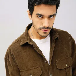 MASCLN SASSAFRAS Relaxed Flap Pocket Corduroy Oversized Casual Pure Cotton Shacket image 4