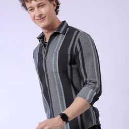 The Indian Garage Co Vertical Striped Pure Cotton Casual Shirt image 3