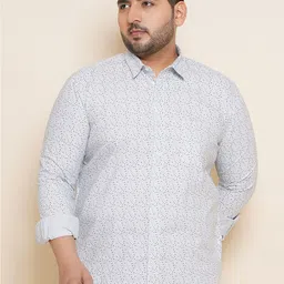 John Pride Plus Size Spread Collar Micro Ditsy Printed Cotton Casual Shirt-picture-21