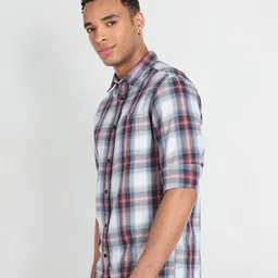 Flying Machine Men Slim Fit Tartan Checked Pure Cotton Casual Shirt image 5