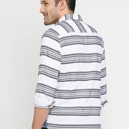 SNX Tailored Fit Horizontal Striped Pure Cotton Casual Shirt image 2