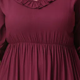 prettyplus by desinoor.com Women Fit and Flare Maroon Midi/Calf Length Dress image 4