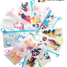 toxen 20pc Cartoon stationary zip Pouch for Return Navratri Gifts Stationery Zip Pouch cartoon Art Plastic Pencil Box-picture-29