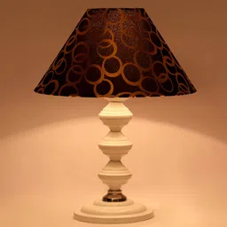 foziq Fegan Black & Gold Fabric Shade Night Lamp With Metal Base image 4