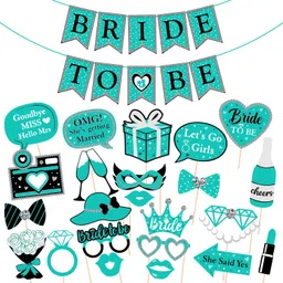 zyozi Bachelorette Party Photo Booth Props Kit, Teal Blue Bride to Be Decorations-picture-14