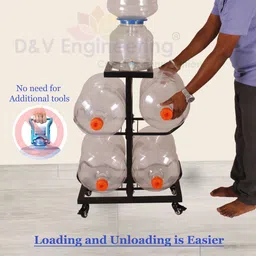 d&v engineering Water Can Stand, 20 ltr Water Bottle Stand, 20 Litre Water Dispenser Stand Iron Kitchen Trolley image 4