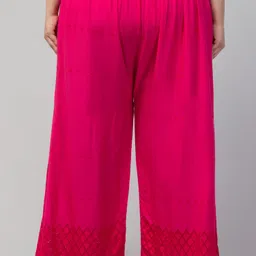 style prezone Women Relaxed Pink Viscose Rayon Trousers image 2
