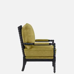 timberly Luxe Linen Fabric Lounge Chair in Green Colour image 5