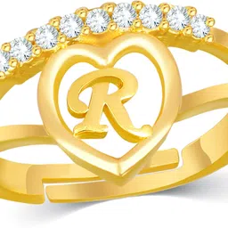 kanak jewels Love Gift Letter R Initial Valentine for Girls stylish design Gold plated ring Brass Cubic Zirconia Gold Plated Ring-picture-14
