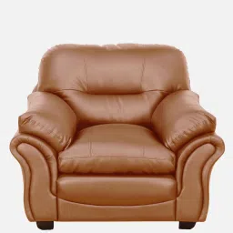 casacraft from pepperfry Adalia Leatherette 1 Seater Sofa In Tan Colour image 5