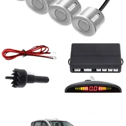 intenzo Universal 4 Silver Reverse Parking Sensor With LED Display For Cars-95 Safety of Passengers/Car One Alarm Kit-325 Parking Sensor image 1