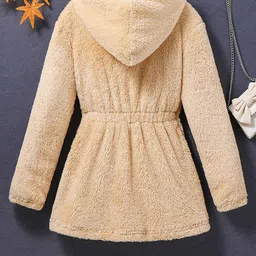 StyleCast Beige Girls Single Breasted Hooded Overcoat-picture-48