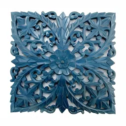 VAS collection home Blue Textured Square Shaped Wooden Wall Decor Plates image 1
