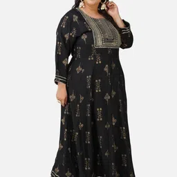 AnjuShree Choice Round Neck Ethnic Motifs Printed Gotta Patti Anarkali Kurta image 3