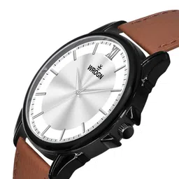 WROGN Men Textured  Dial & Leather Style Straps Analogue Watch HOBWRG-24-0438 image 3
