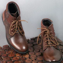 Allen Cooper Men Brown Textured Leather High-Top Flat Boots-picture-27