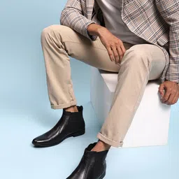 Red Chief Men Black Leather Formal Slip-On Boots image 2