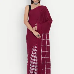 JAIPURI BLOCK PRINT Checked Pure Cotton Ikat Saree-picture-41