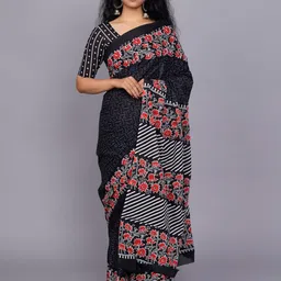 clothonus Floral Printed Jaipuri Cotton Ikat Saree-image-70