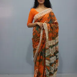 JAIPURI PRINT Ethnic Motifs Pure Cotton Ikat Saree-image-72