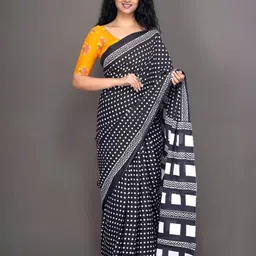 TROPWEAR Polka Dots Printed Pure Cotton Ikat Saree-picture-19