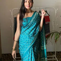 RADHA LAKSHMI Bandhani Printed Pure Cotton Ikat Saree image 4