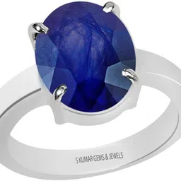 s kumar gems & jewels Certified Original 6.25 Ratti Blue Sapphire Stone ( Neelam Stone ) Sterling Silver Ring For Astrological Purpose Silver Sapphire Silver Plated Ring image 2