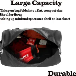 nutan 20 L Gym Duffel Bag - Leather Gym Bag Hand Duffle Bag Shoulder Bag Multipurpose Bag Unisex Sports Bag - Black image 4