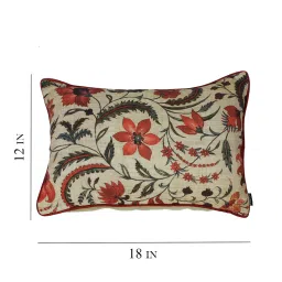 soumya Cream Floral Polyester Blend 12 x 18 Inches Cushion Covers (Set of 2) image 4