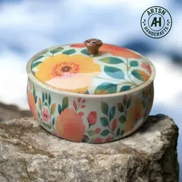 artsn handicraft Wooden chapati box multicolour. Serve Casserole image 5