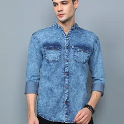 Men Regular Fit Solid Cut Away Collar Casual Shirt-image-1