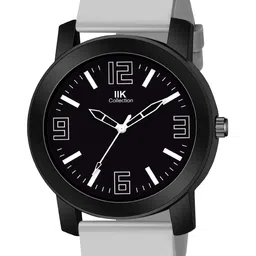 IIK COLLECTION Men Black & White Round Dial Adjustable Flexible Silicon Strap Watch image 2